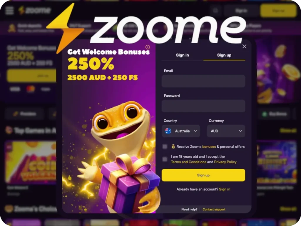 Casino Zoome Sign up Form